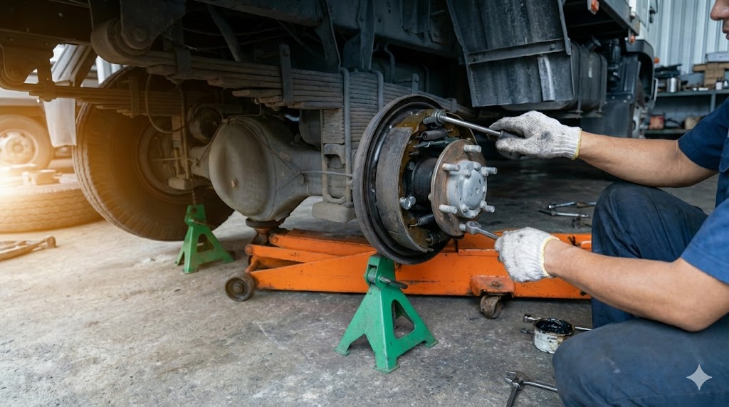 mechanic performing break repair