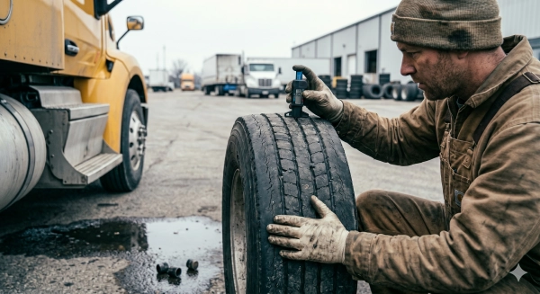 Tire defects identified during CVIP inspection for commercial fleet compliance