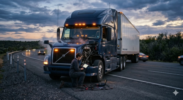 Coppertop Truck Repair diagnosing truck limp mode on a heavy-duty diesel truck in Alberta